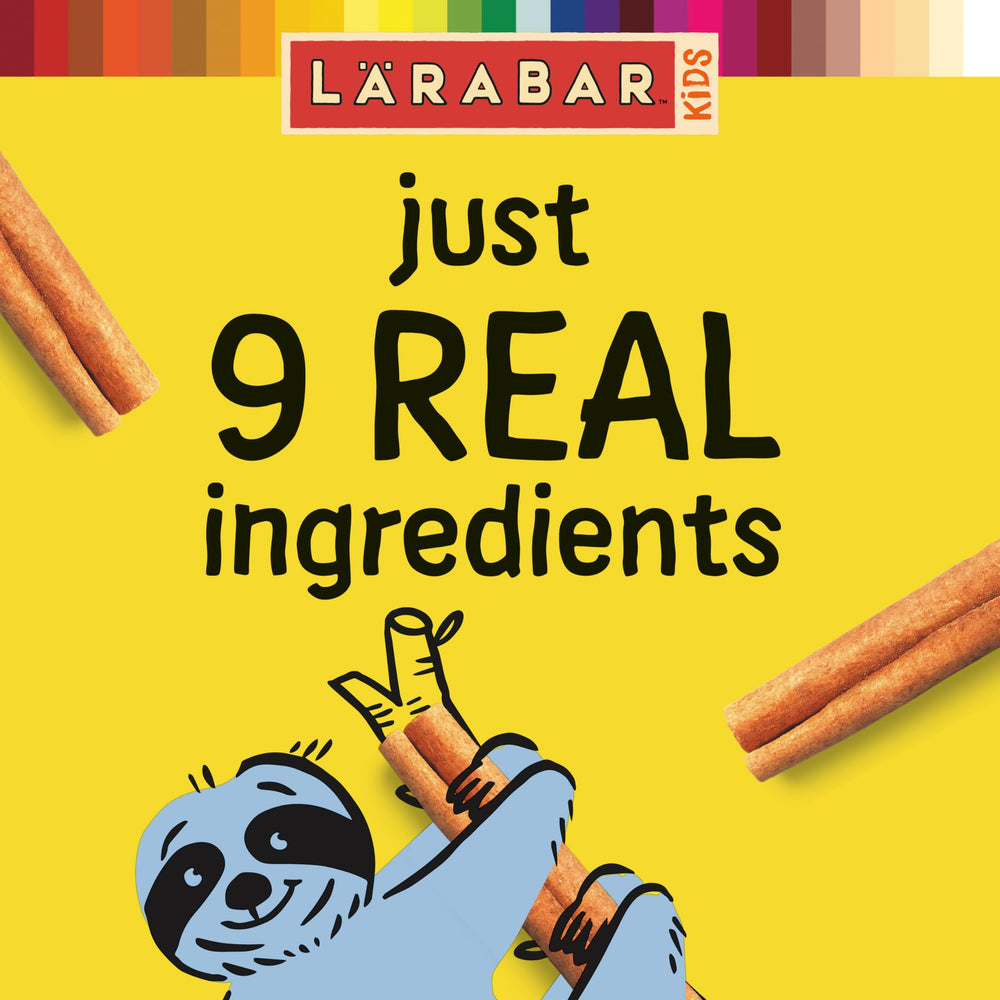 Larabar Kids Bakes Cinnamon Swirl bars baked texture close-up, cinnamon aroma.