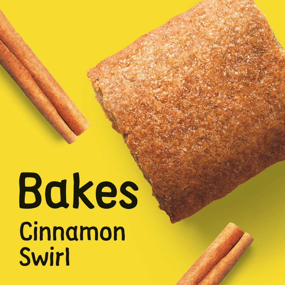 Larabar Kids Bakes Cinnamon Swirl bars ingredients list highlighted, nine wholesome ingredients.
