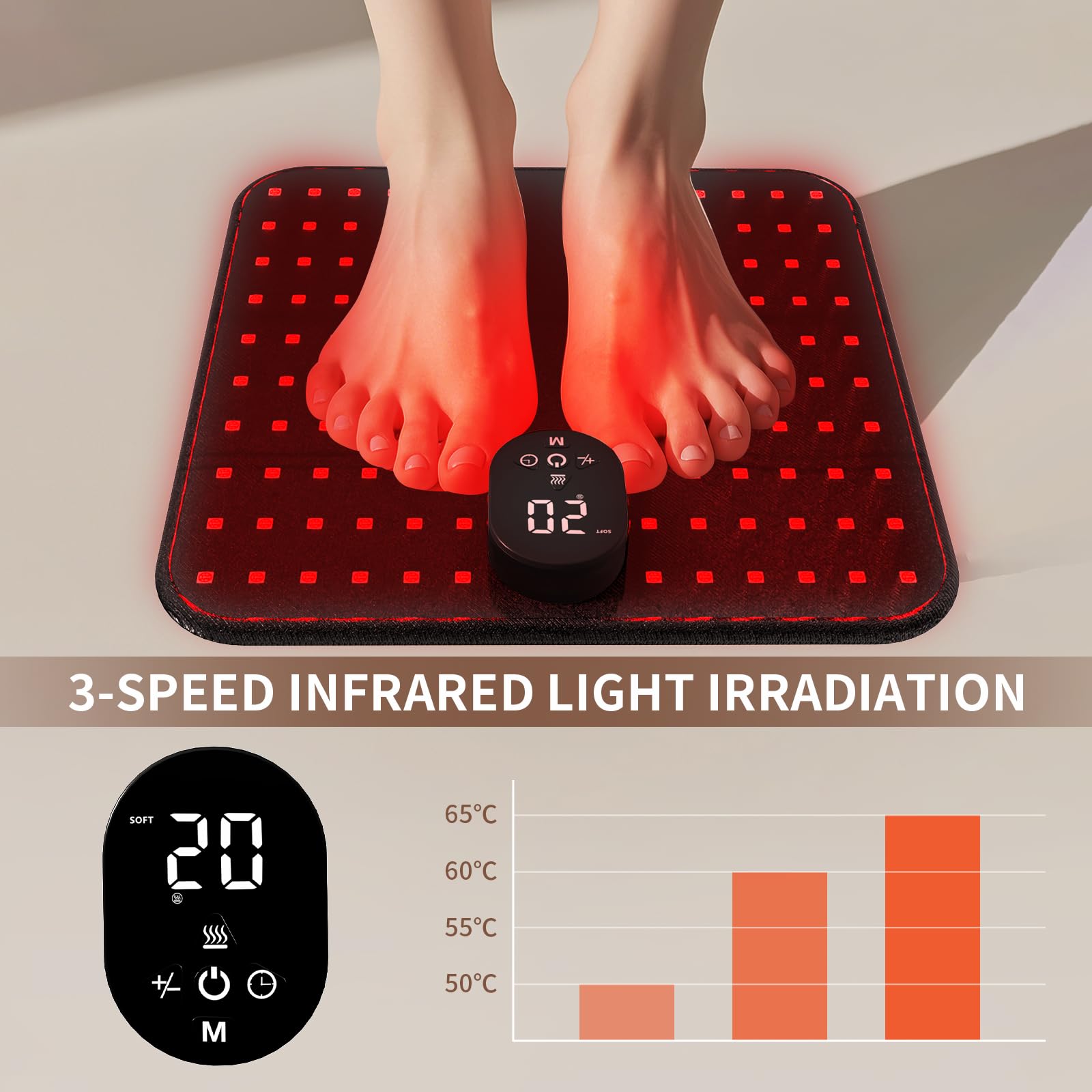 LaseLocks portable foot mat shown on chair enables convenient home use