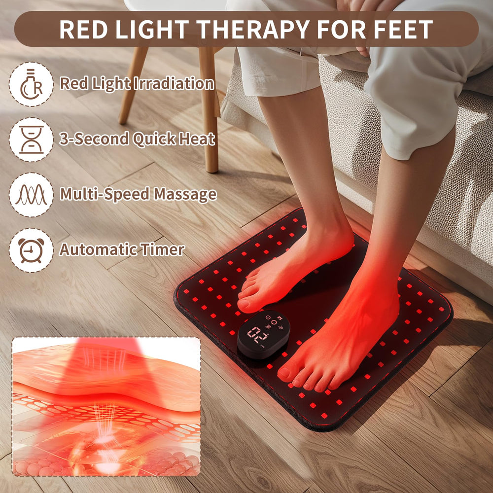 LaseLocks dual-wavelength LEDs close-up showing 660nm and 850nm therapy for relaxing feet