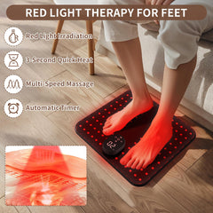 LaseLocks dual-wavelength LEDs close-up showing 660nm and 850nm therapy for relaxing feet