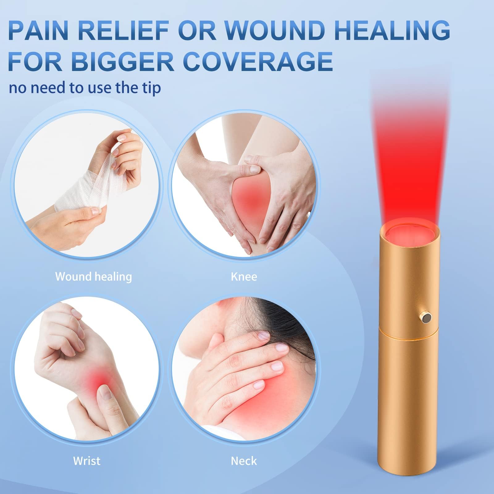 LASEPREHT red light device targeting body areas for potential joint and muscle comfort.