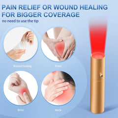 LASEPREHT red light device targeting body areas for potential joint and muscle comfort.