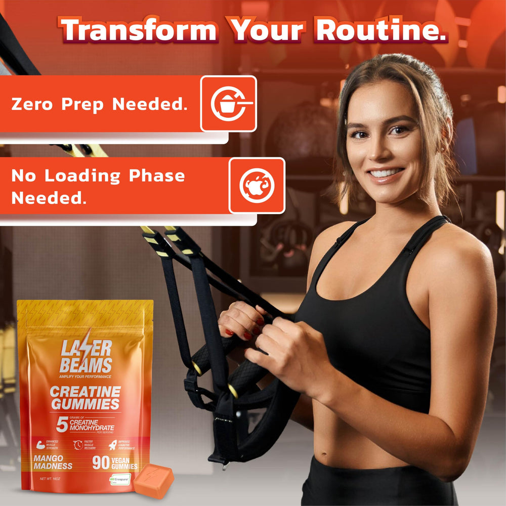 Laser Beams Creatine Gummies on-the-go use for post-workout recovery