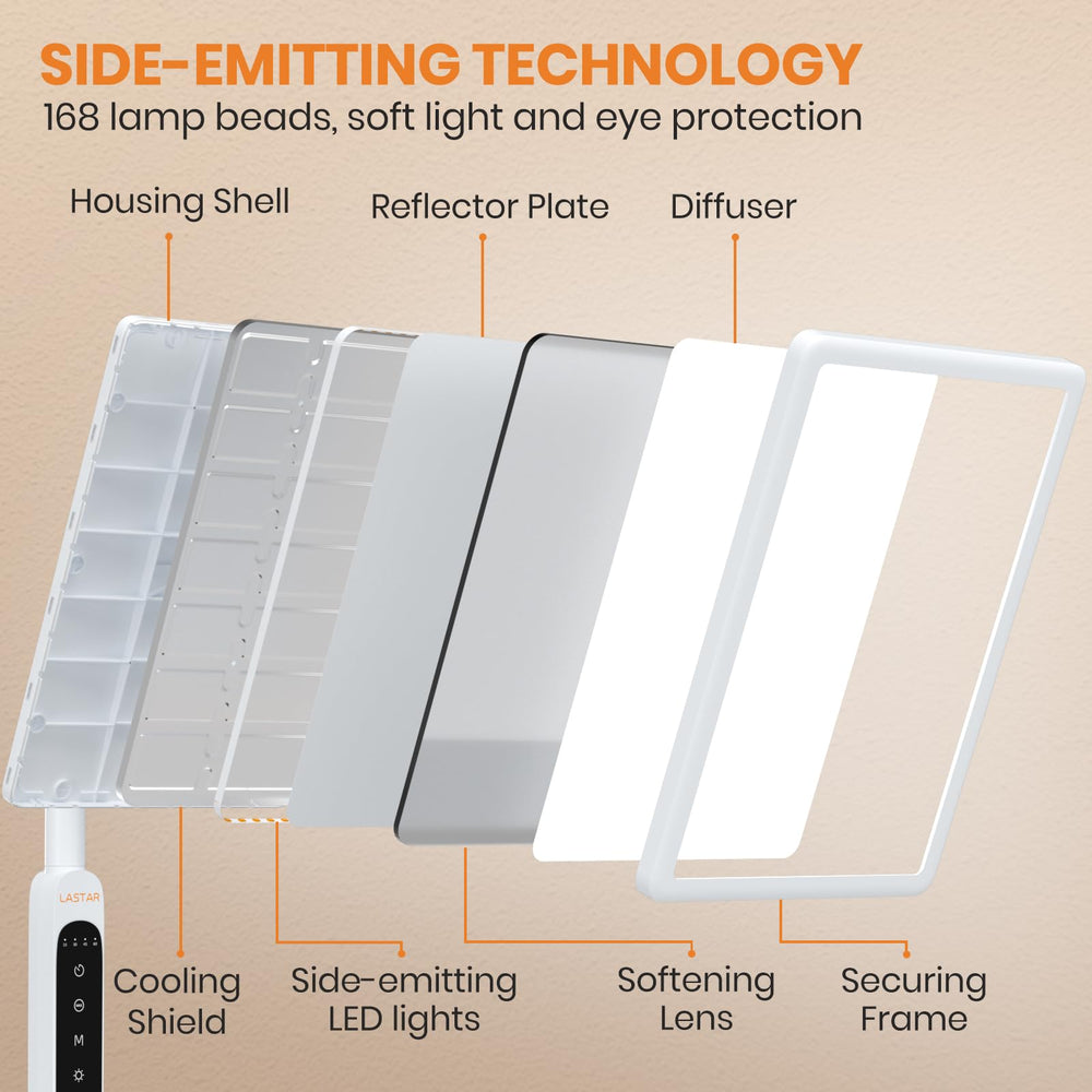 LASTAR light therapy lamp head rotates 180 degrees for versatile positioning