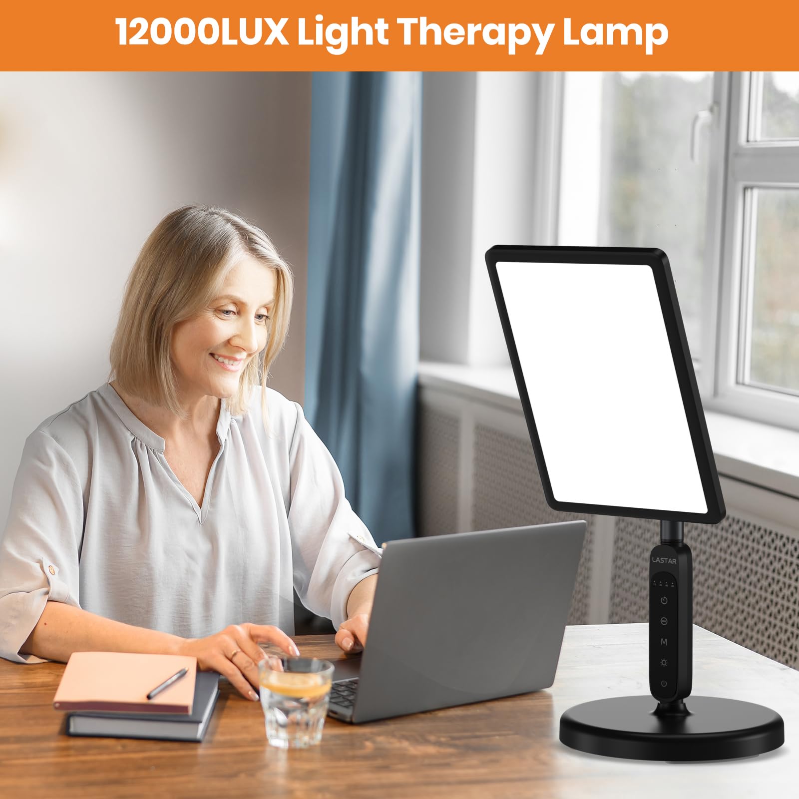 LASTAR light therapy lamp color temperature option lets you switch from warm to cool lighting.