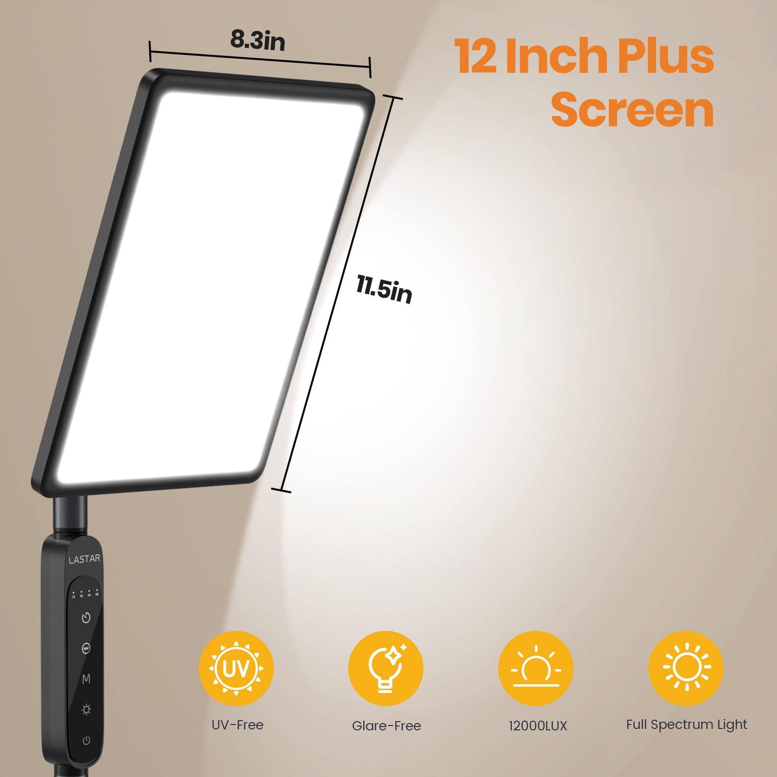 LASTAR light therapy lamp stable base ensures steady placement on the floor.