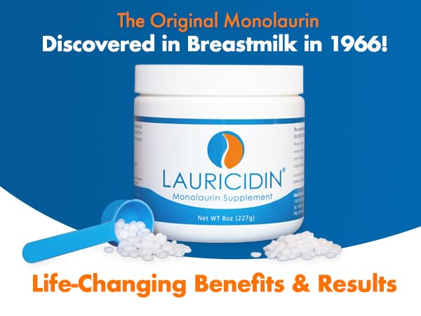 Lauricidin recyclable packaging symbol on box.