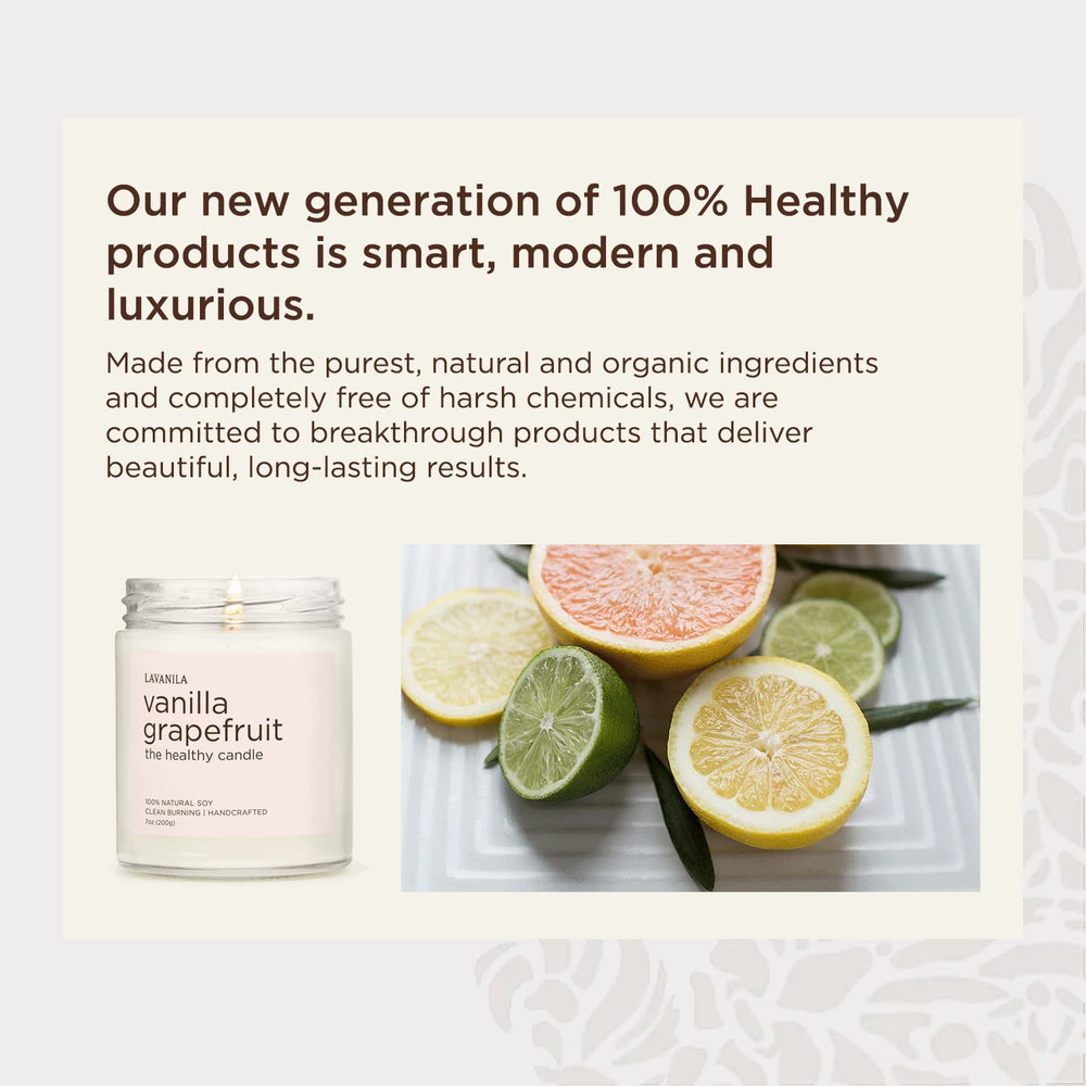 Lavanila vanilla grapefruit candle in a room setting enhances mood and scent.