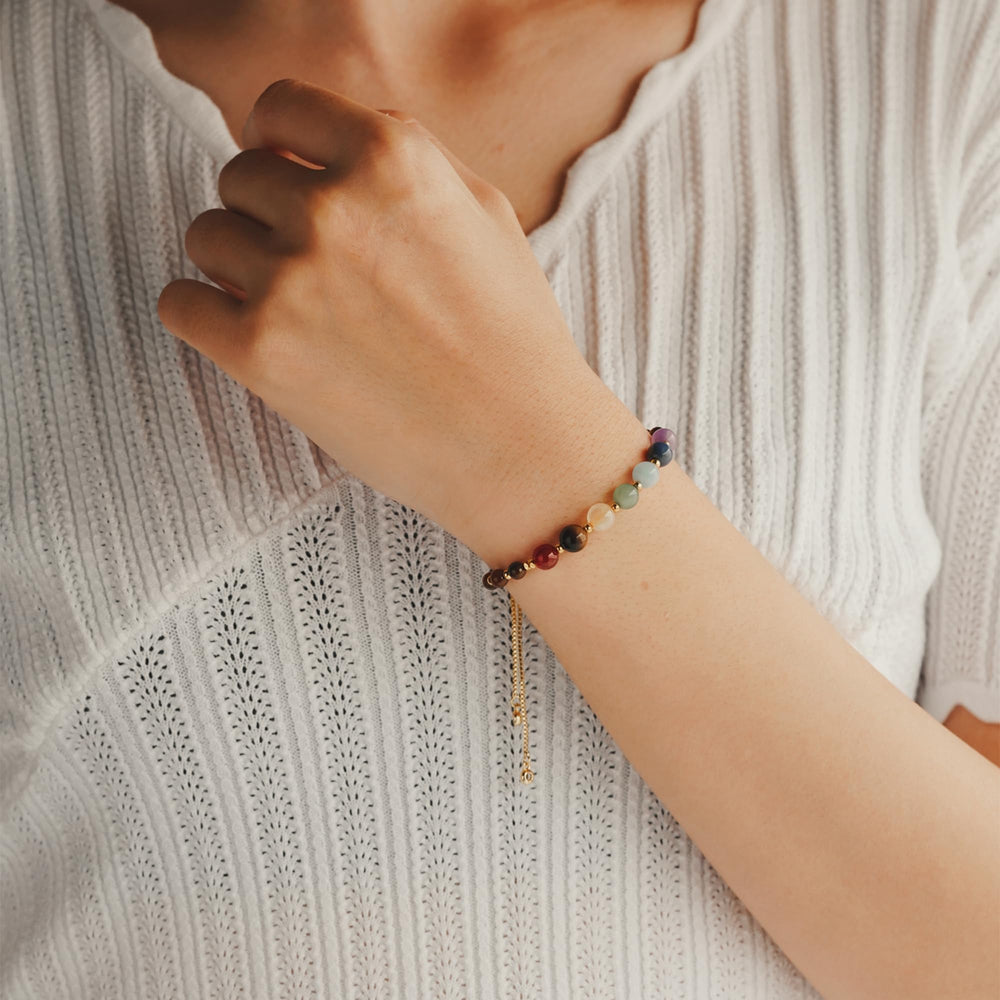 Close-up of vibrant stones highlights tactile texture and color variety.