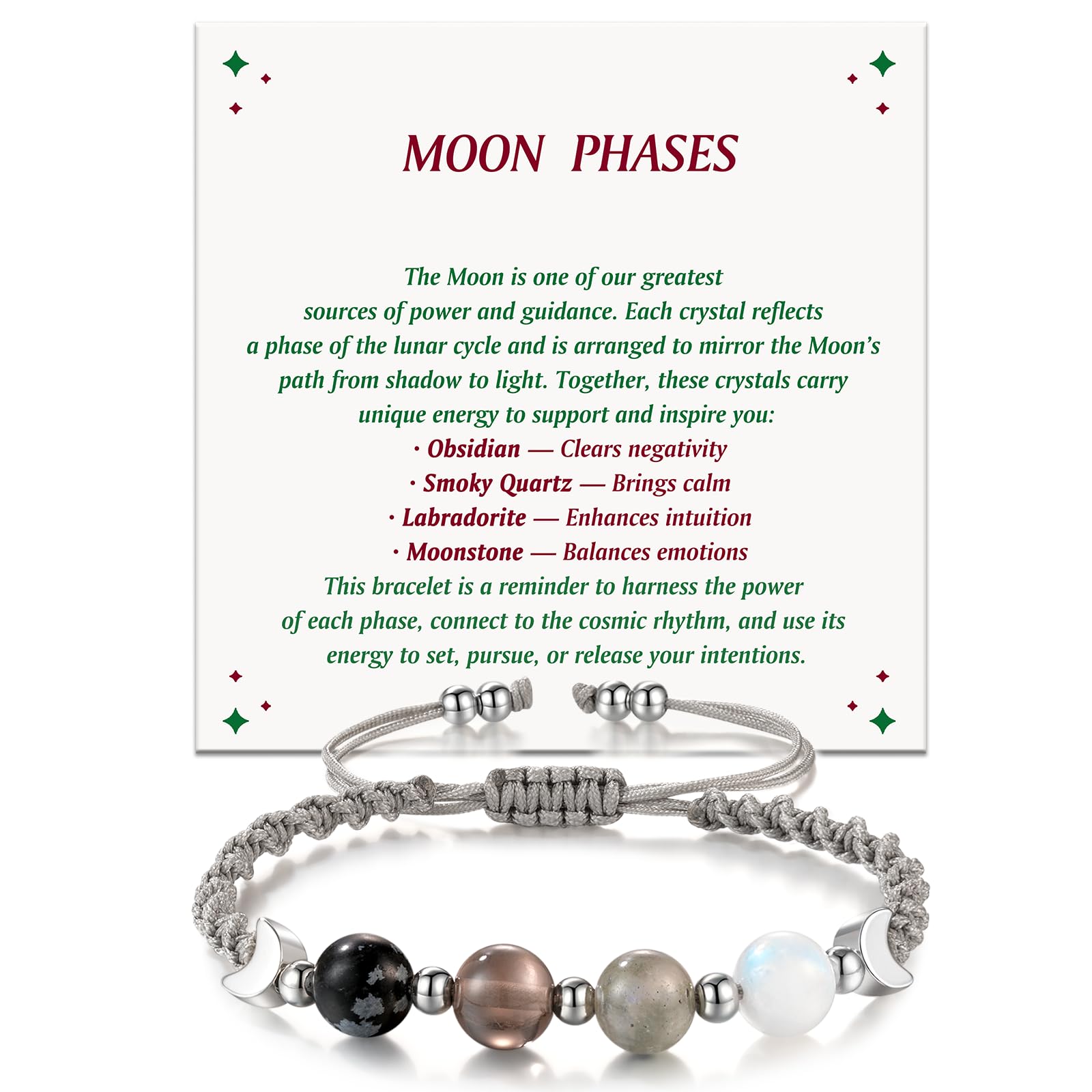 LAVEIR Moon Phase Bracelet with moonstone for balance and elegance