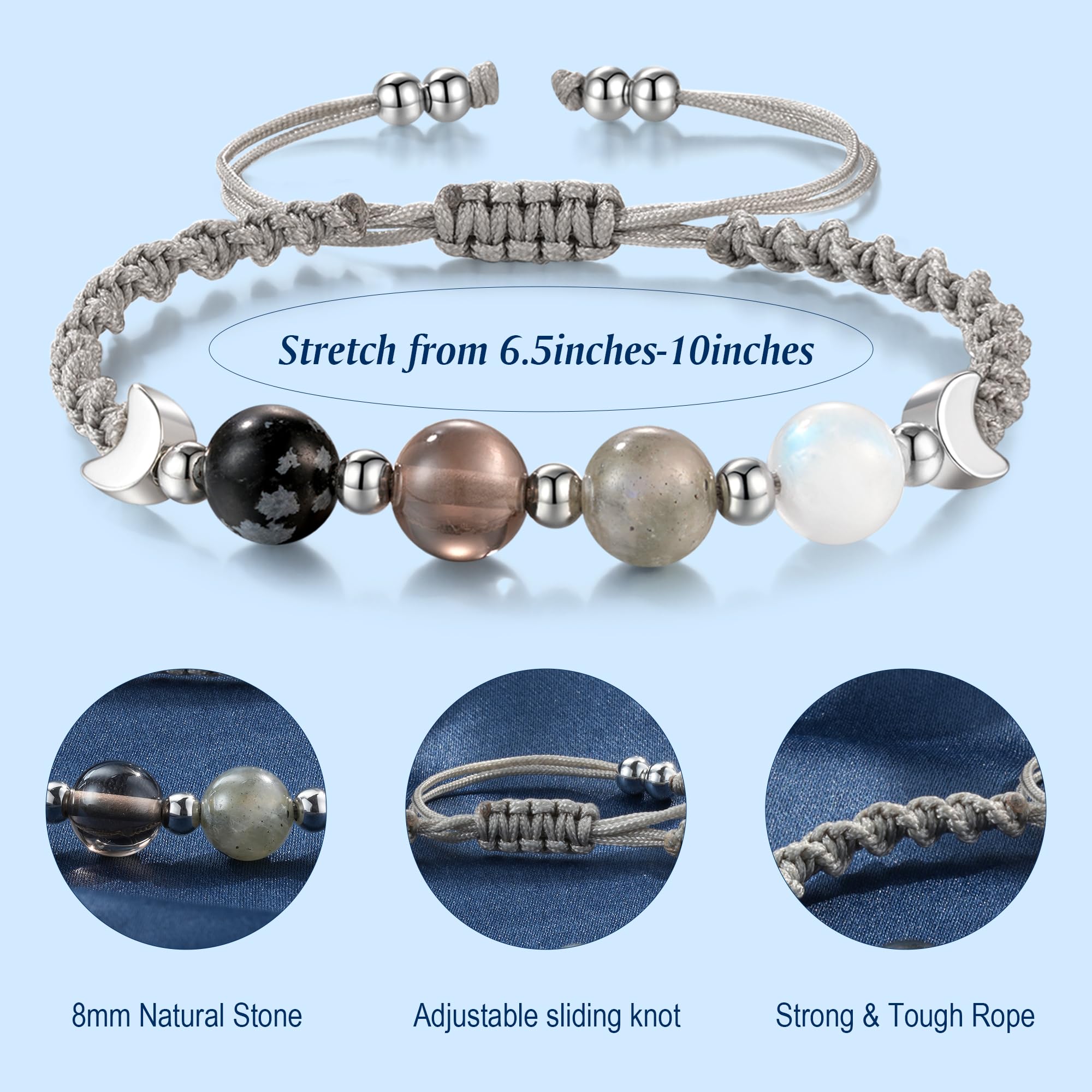 LAVEIR Moon Phase Bracelet featuring obsidian to clear negativity