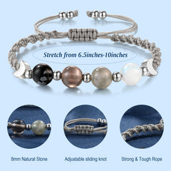 LAVEIR Moon Phase Bracelet featuring obsidian to clear negativity