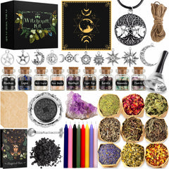 LAVEVE Witchcraft box crystal bottles with real stones for ritual focus and decorative display.