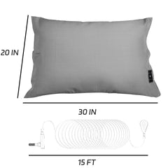 LAXVAPIU grey pillowcase on bed in a cozy modern bedroom.