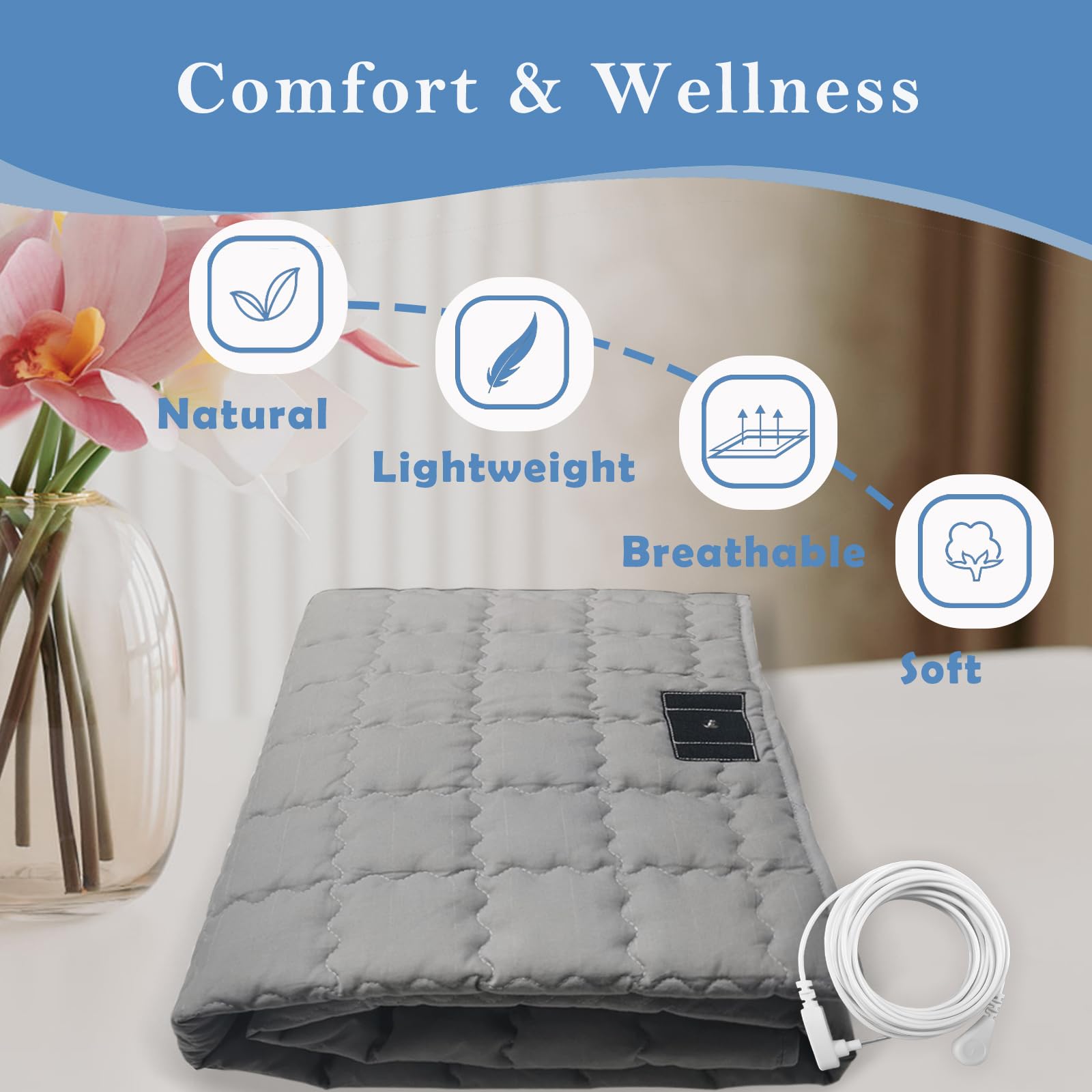 LAXVAPIU grounding kit in-bed use demonstrates versatile resting spots.