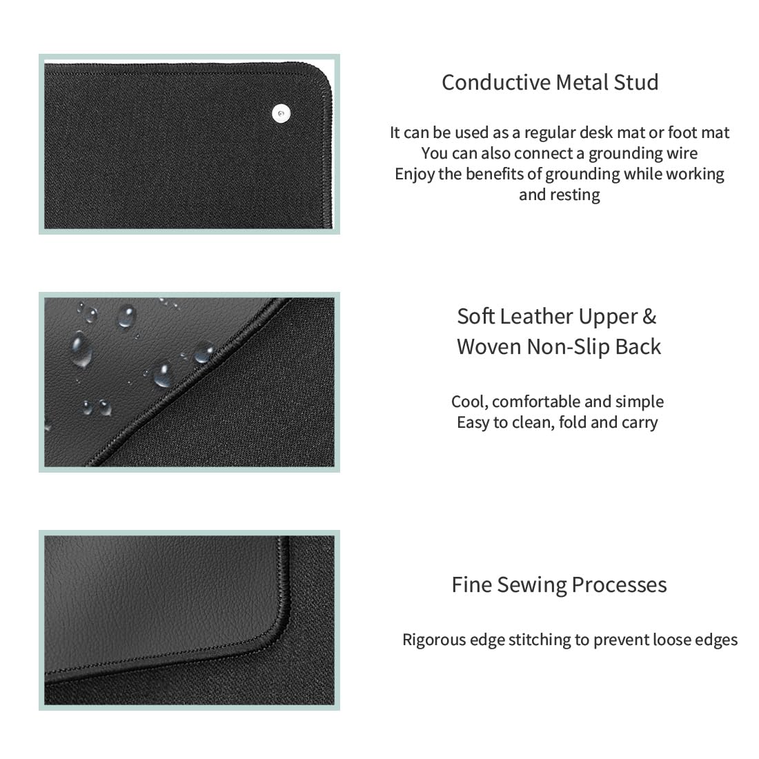 LAXVAPIU PU leather top detail emphasizes soft touch and easy cleaning