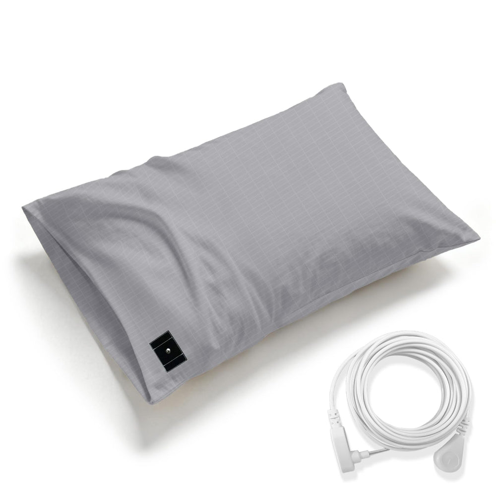 LAXVAPIU grounding pillowcase with earth connection in grey, 20x30, promoting calm nights.
