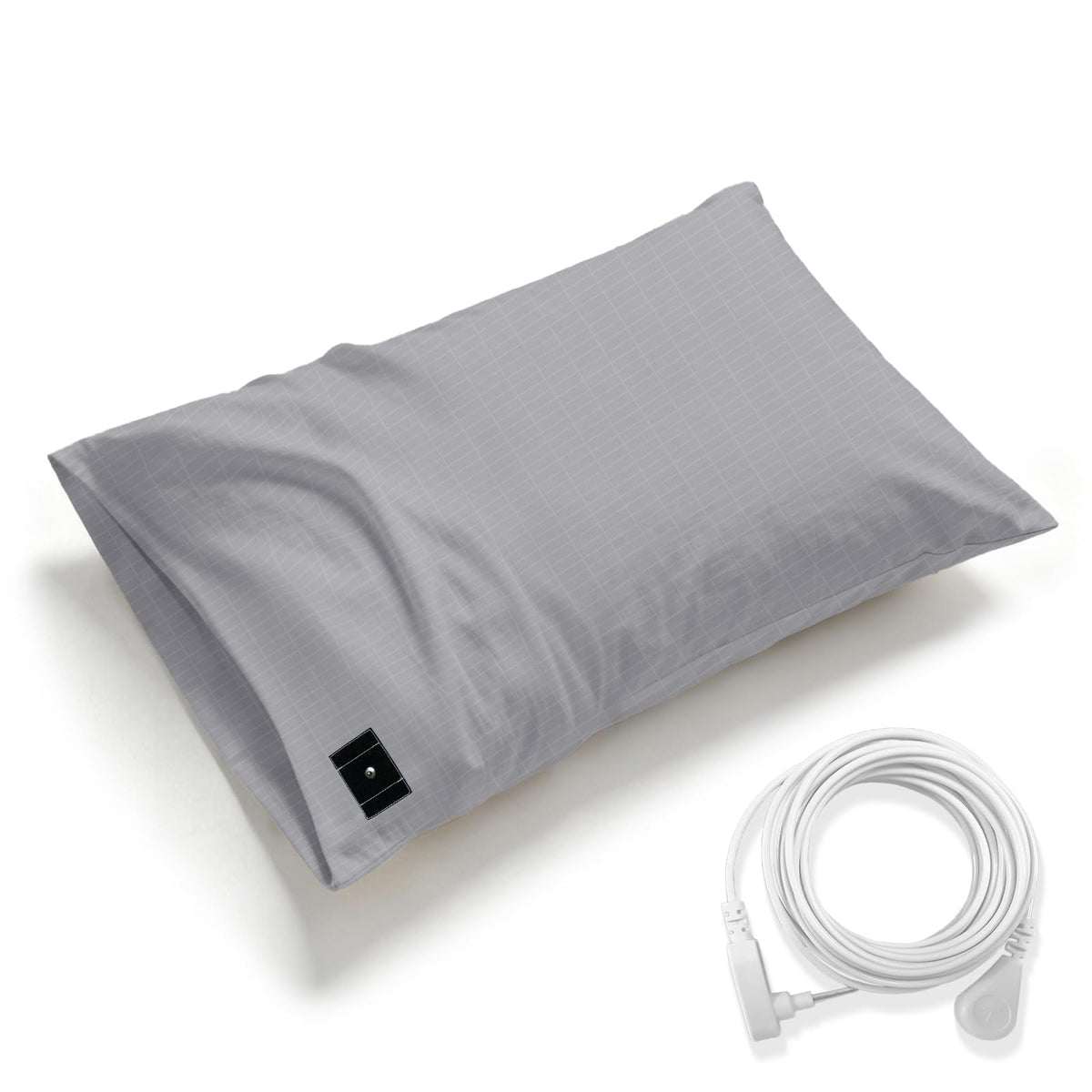 LAXVAPIU grounding pillowcase with earth connection in grey, 20x30, promoting calm nights.