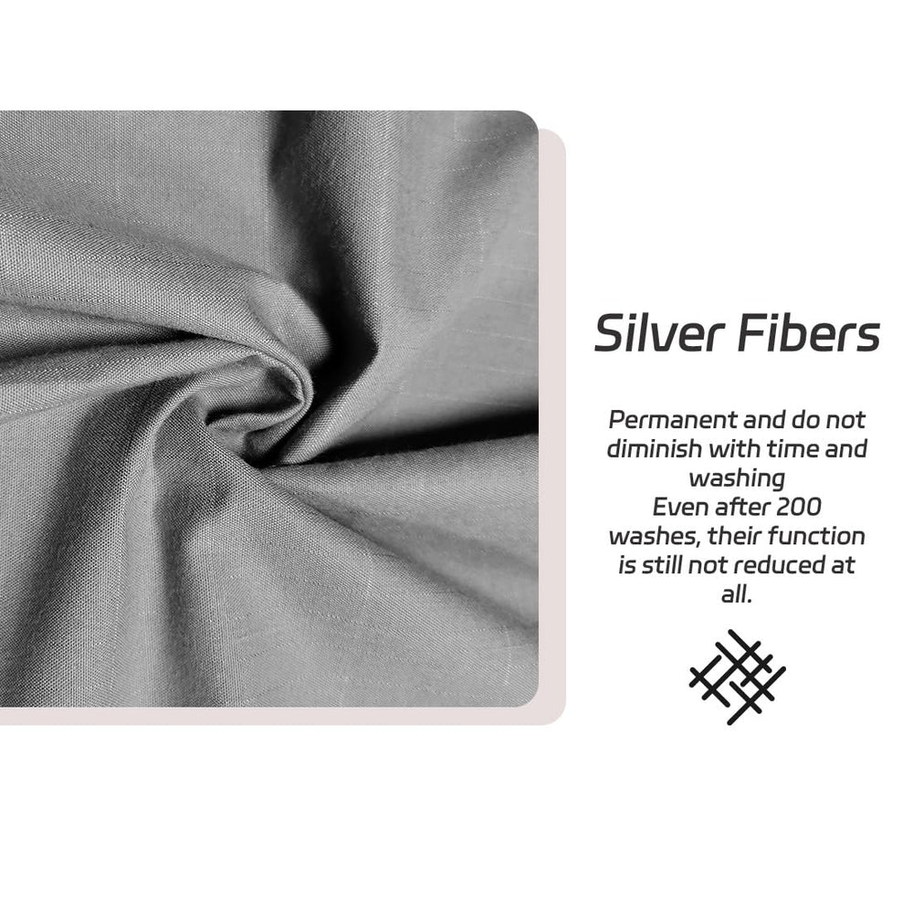 LAXVAPIU silver-fiber pillowcase close-up showing breathable, skin-friendly weave.