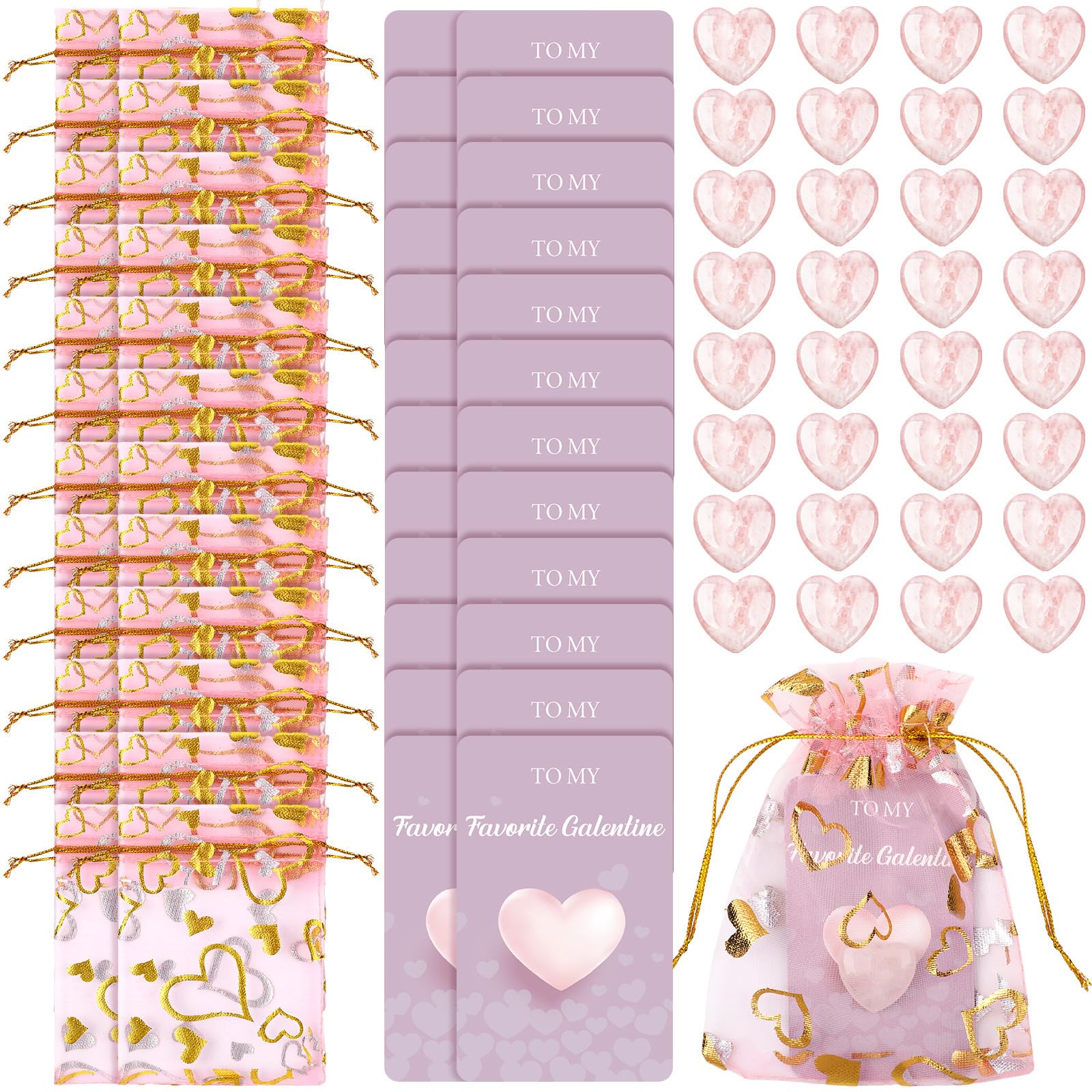 Layhit galentine pink crystal heart stone for gifting
