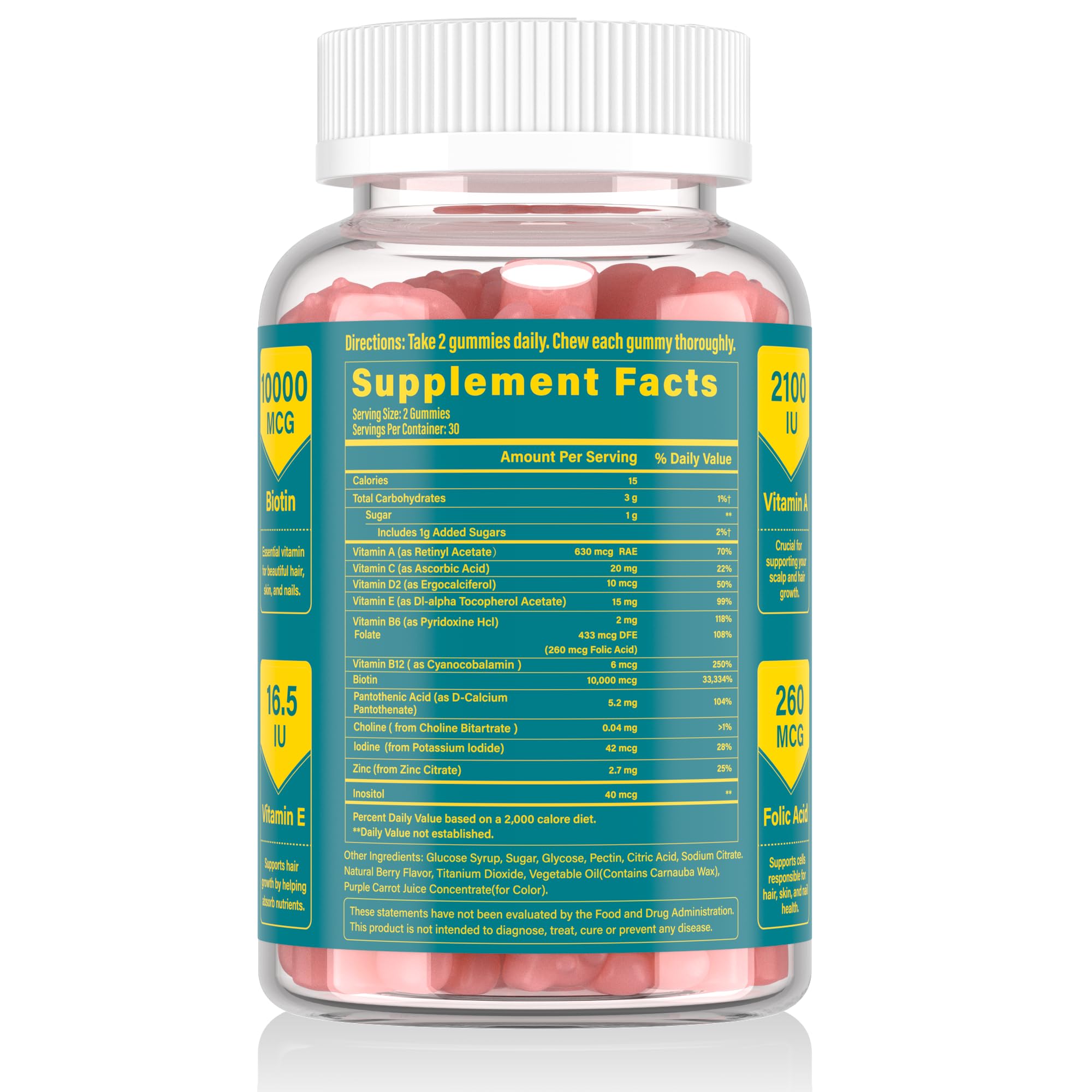Cruelty-free Lazpowfi Biotin Gummies logo on the label.