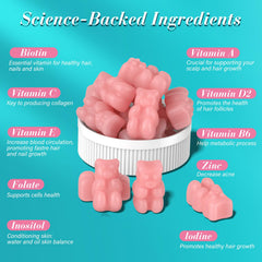 Lazpowfi Biotin Gummies raspberry flavor signals tasty daily supplementation.