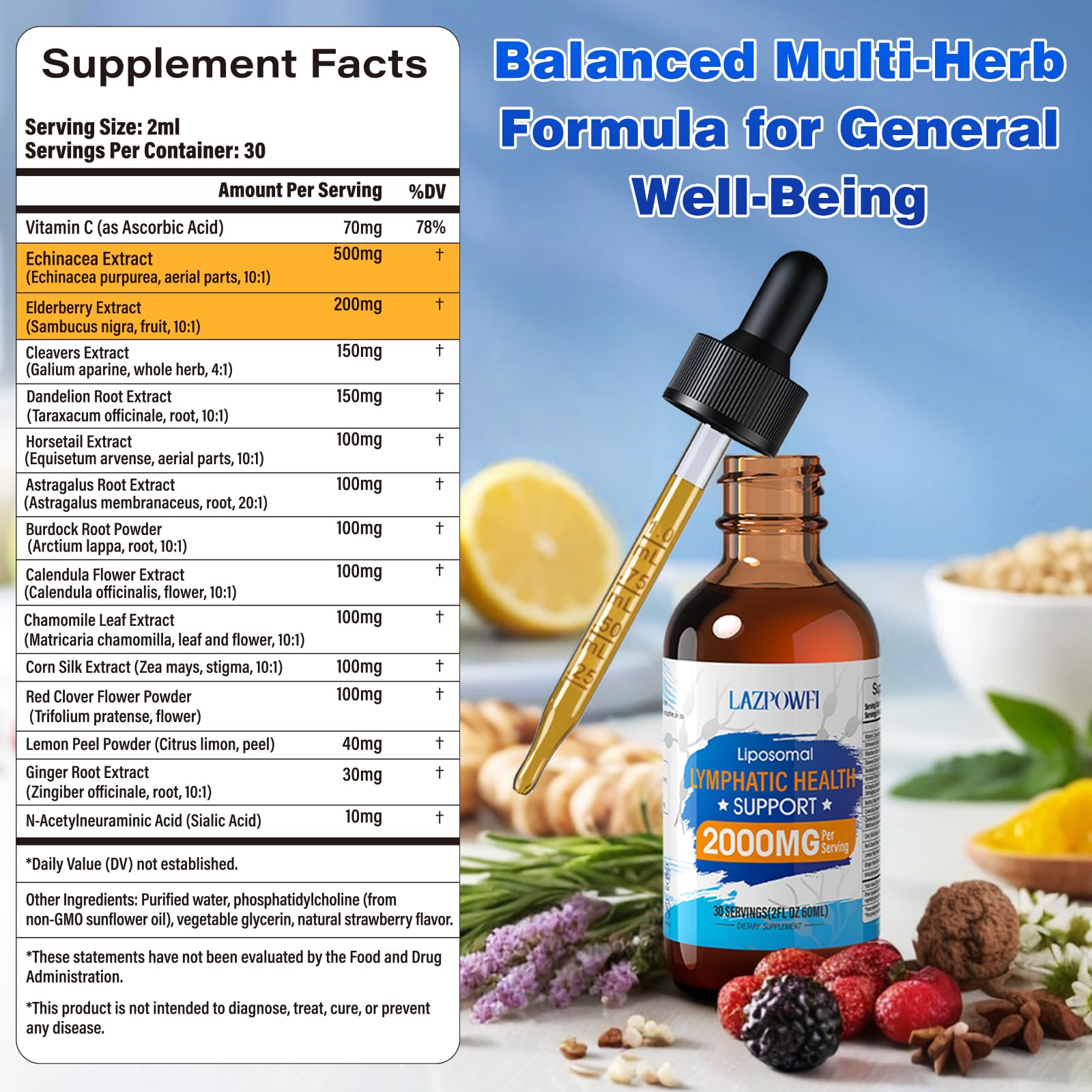 Lazpowfi bottle label close-up highlighting ingredients