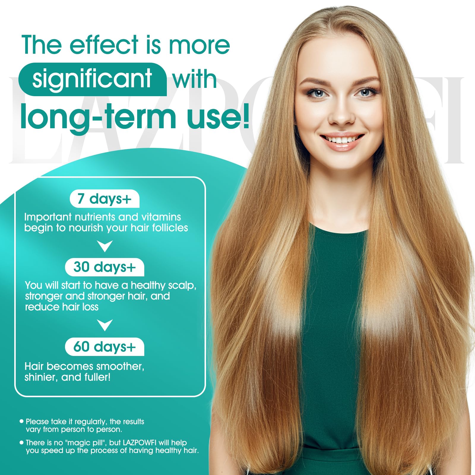 Lazpowfi hair strands close-up suggesting vitality and shine