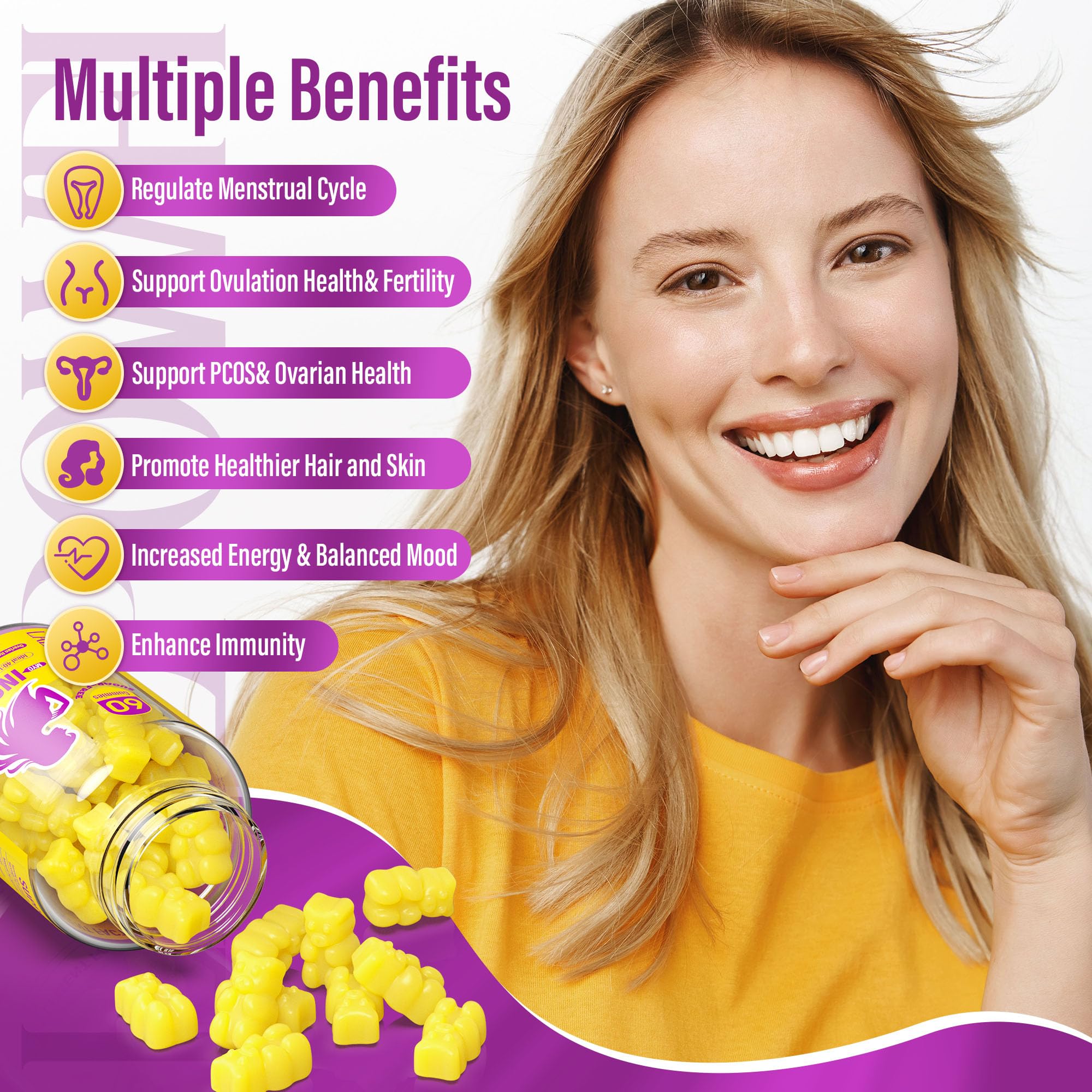 Lazpowfi Inositol Gummies bottle offers convenient daily cycle support