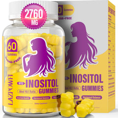 Lazpowfi Myo-Inositol and D-Chiro Inositol bottle highlighting hormonal balance support