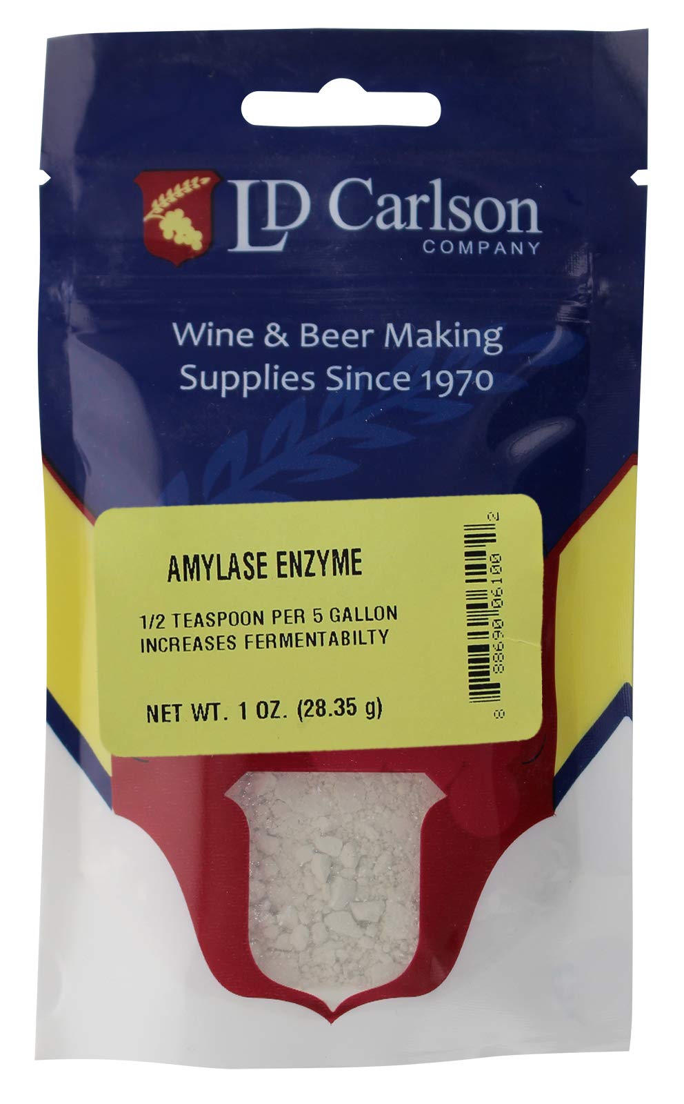LD Carlson Amylase Enzyme bottle 1 oz for improved mash fermentability.