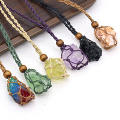 LE SKY irregular crystal pendant close-up highlights natural texture and unique shape