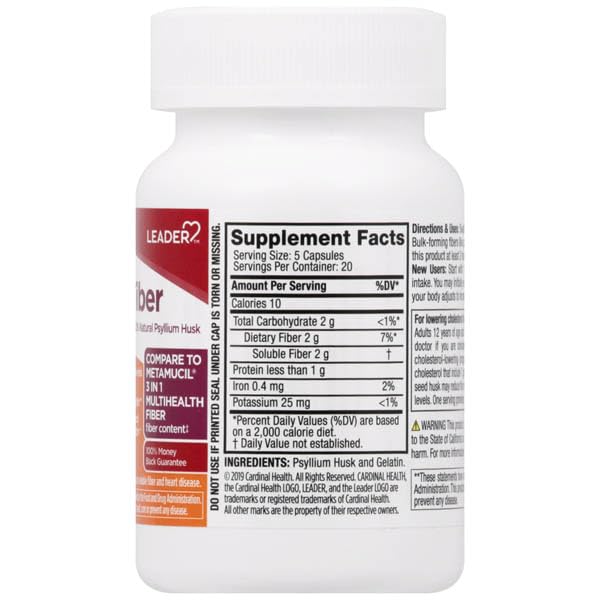 Leader Daily Psyllium Husk Powder scoop showing easy fiber mix.