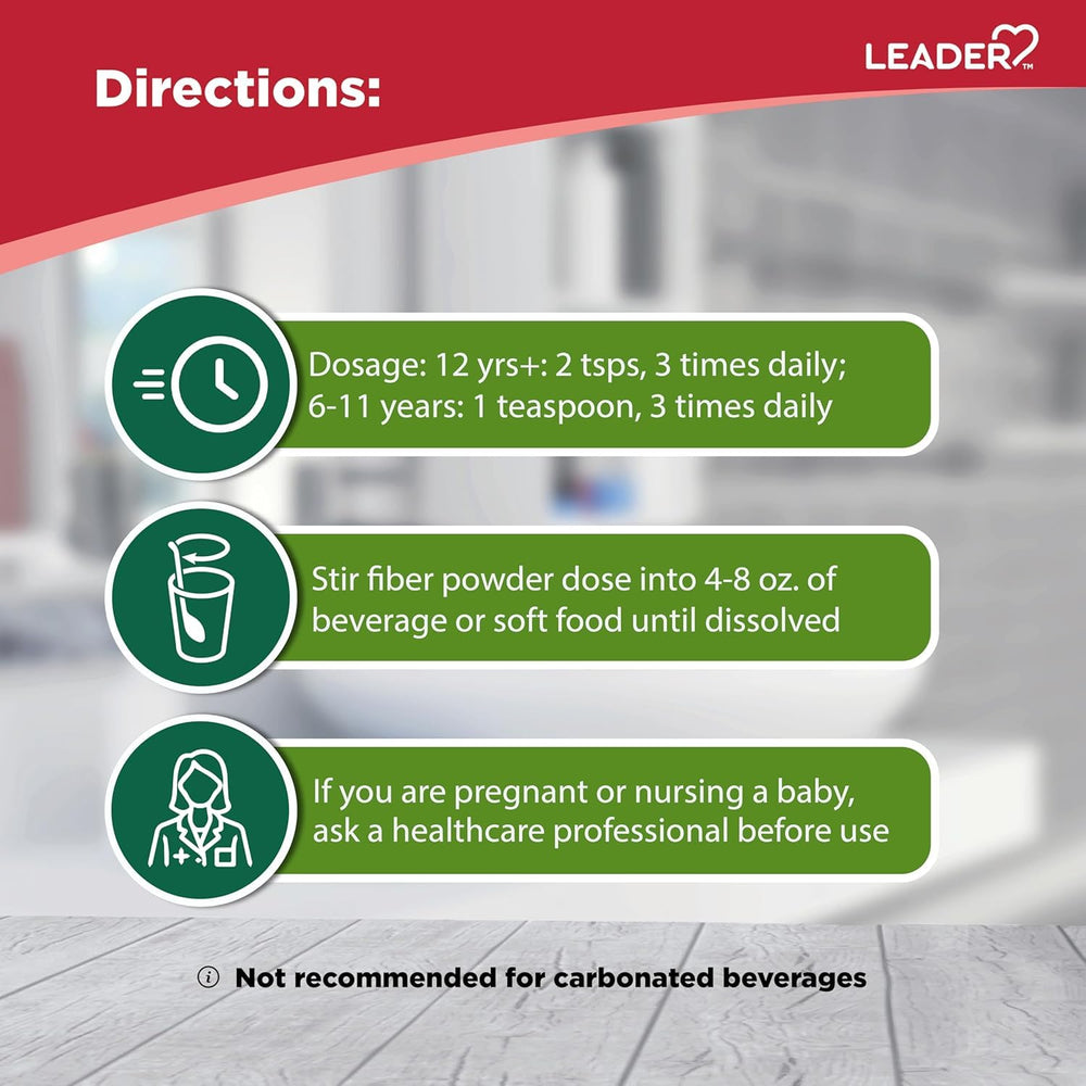 Leader Prebiotic Fiber Powder comes as four bottles for easy daily use.