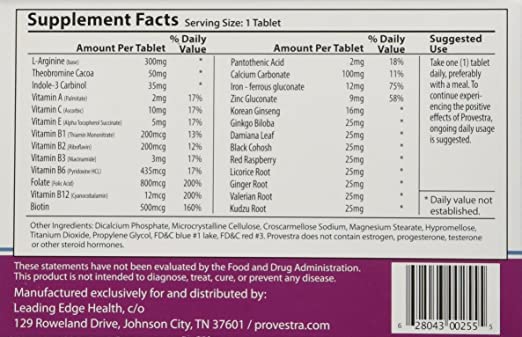 Leading Edge Health Provestra bottle closeup, supports ongoing daily vitality.