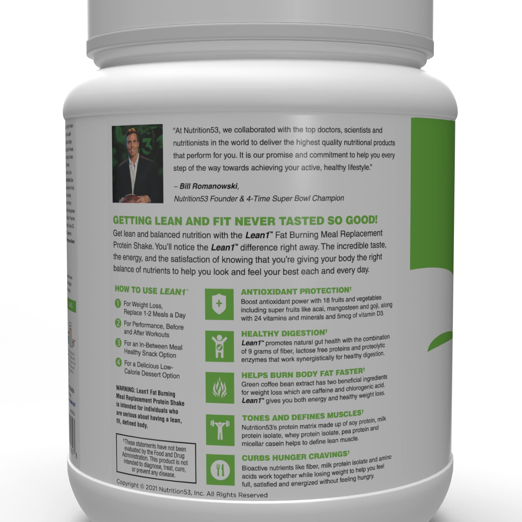 LEAN1 vanilla shake pour demonstrates pre- and post-workout convenience