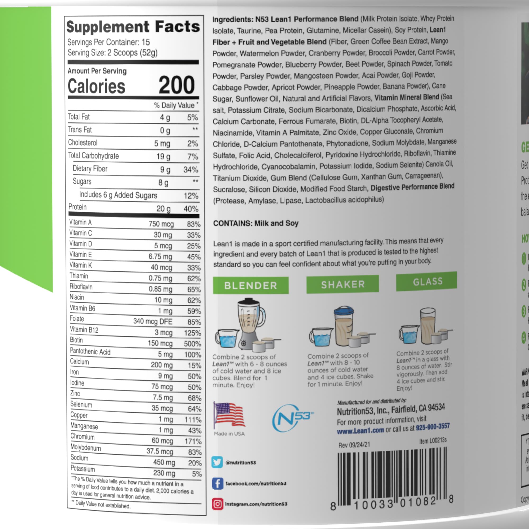 LEAN1 vanilla on-the-go bottle illustrating portable nutrition.