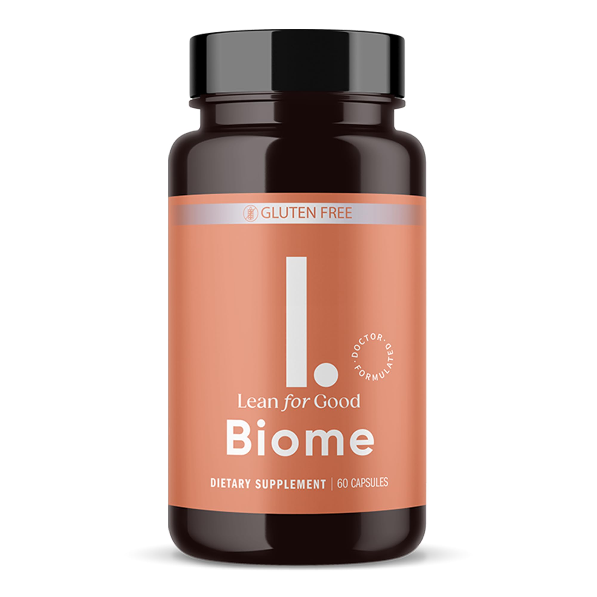 LEANFORGOOD Biome bottle front shows a 9-strain probiotic blend for gut balance