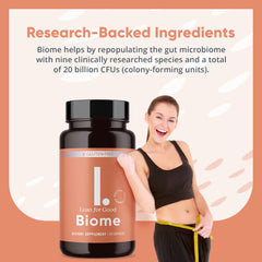 LEANFORGOOD Biome delayed-release capsules protect live microbes through stomach acid