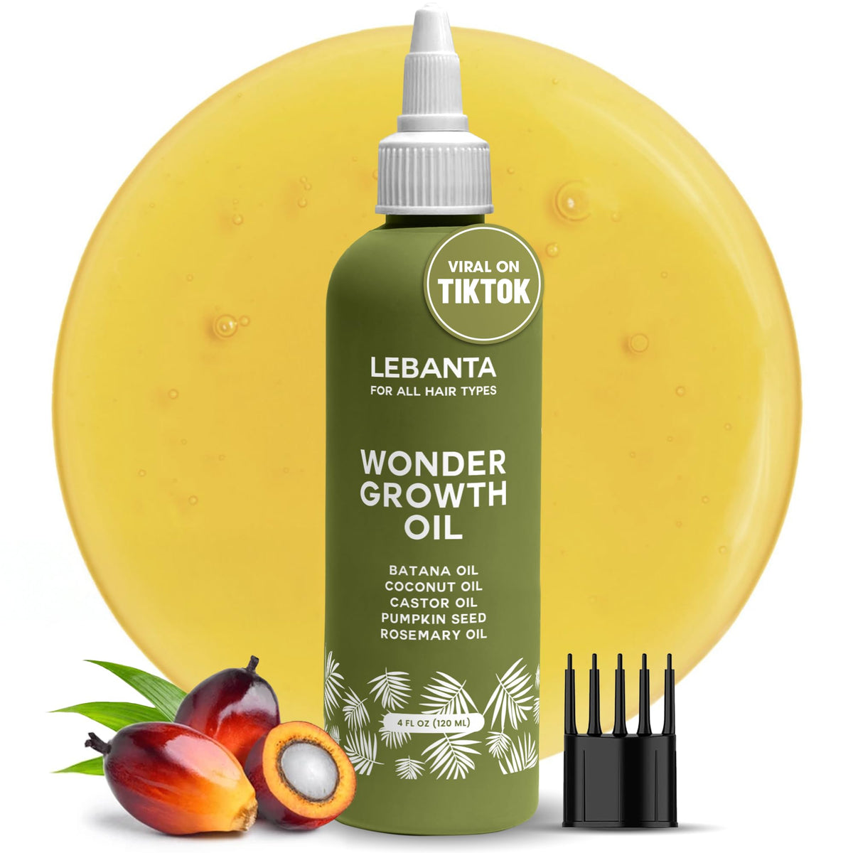 Lebanta Batana Oil bottle shows pure blend for hair nourishment and growth