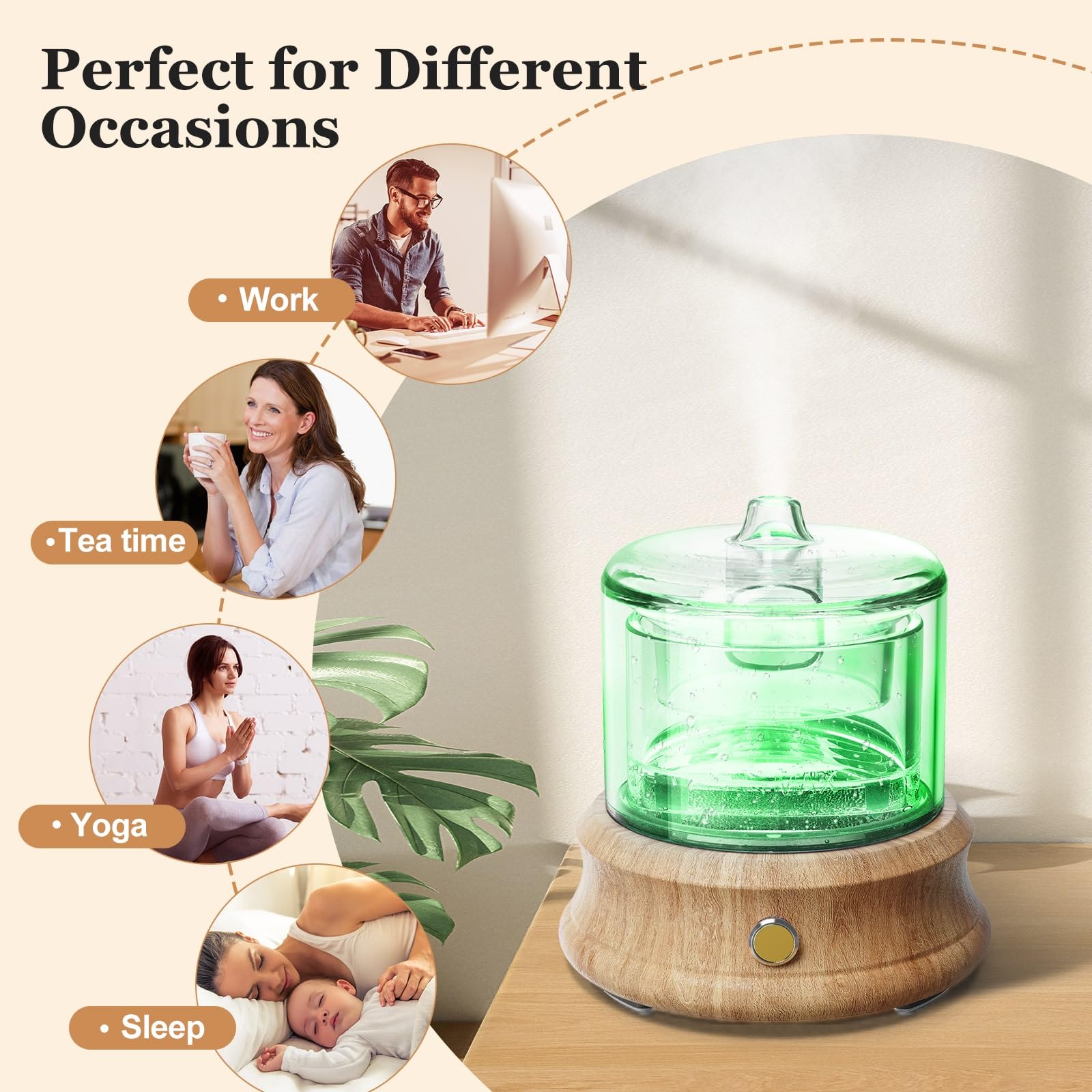 Lecdura glass diffuser blends with home decor while diffusing oils