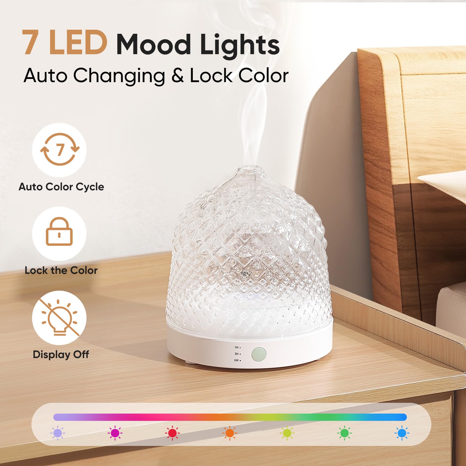 Lecdura ultrasonic diffuser operates quietly for peaceful nights.