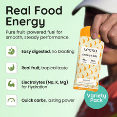 Lecka Energy Gel with basil seeds for steady energy and digestion during workouts.