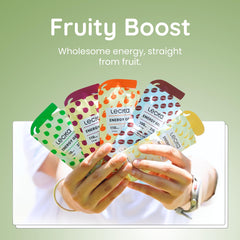 Close-up of Lecka Energy Gel texture with basil seeds highlighting gentle digestion