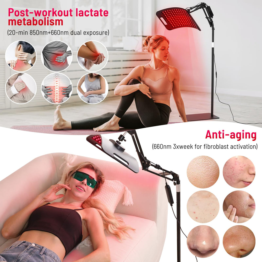 LEDINO red light therapy panel on adjustable stand for flexible target areas