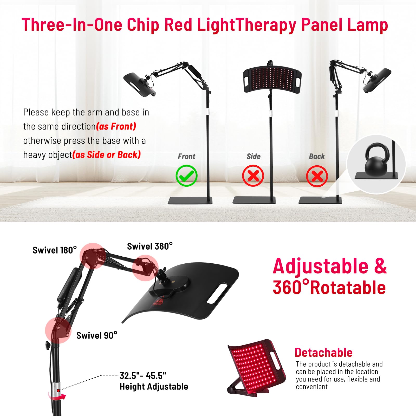 LEDINO panel positioned for facial therapy and skin-friendly use