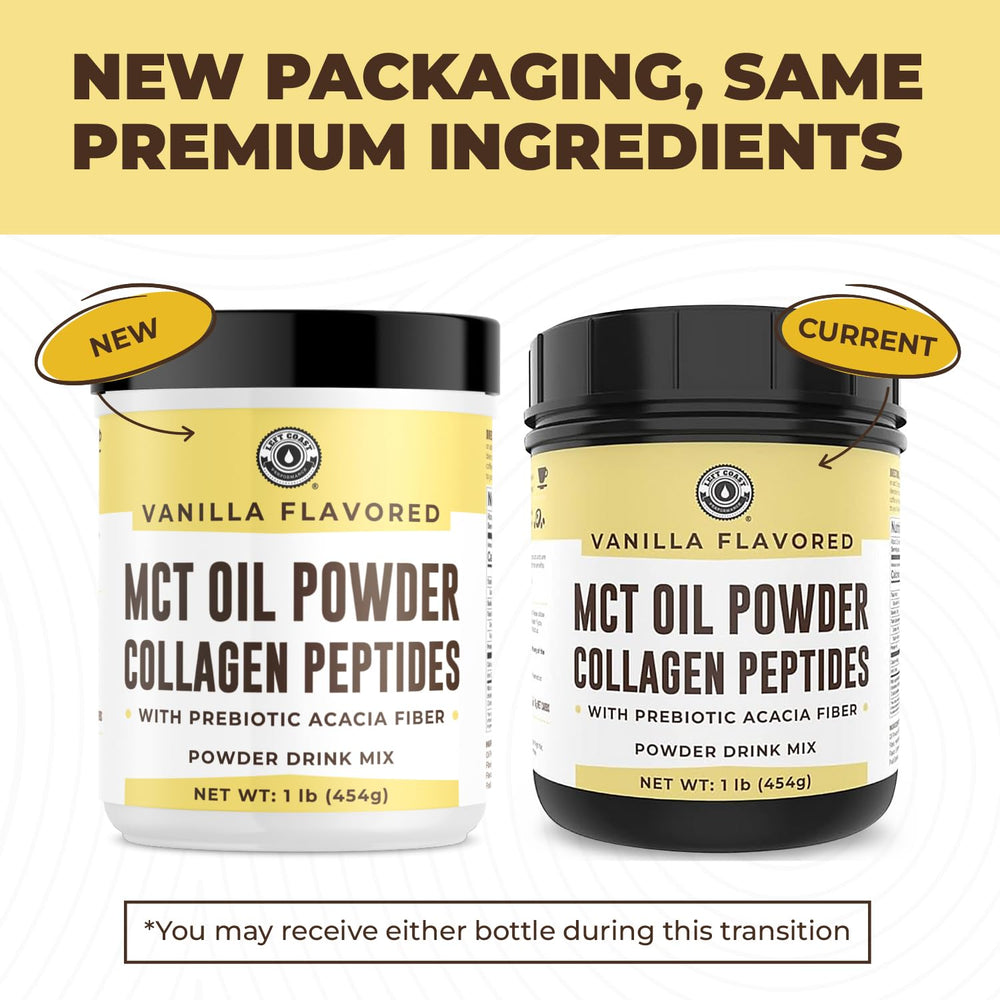 Left Coast Performance acacia fiber collagen scoop emphasizes prebiotic support.