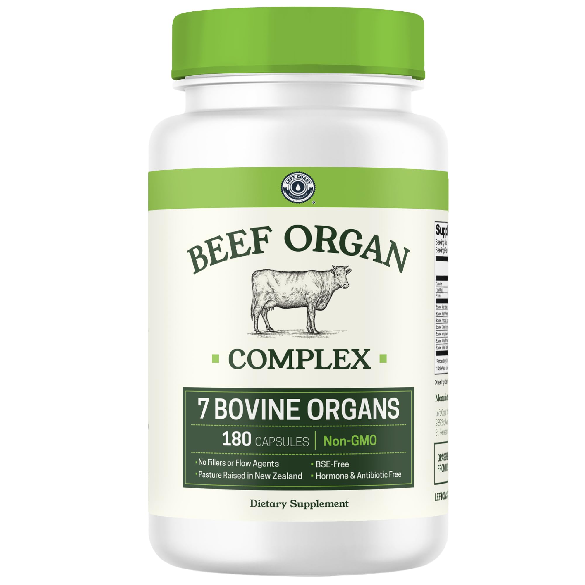 Left Coast Performance Beef Organ Liver image shows nutrient-dense energy support.