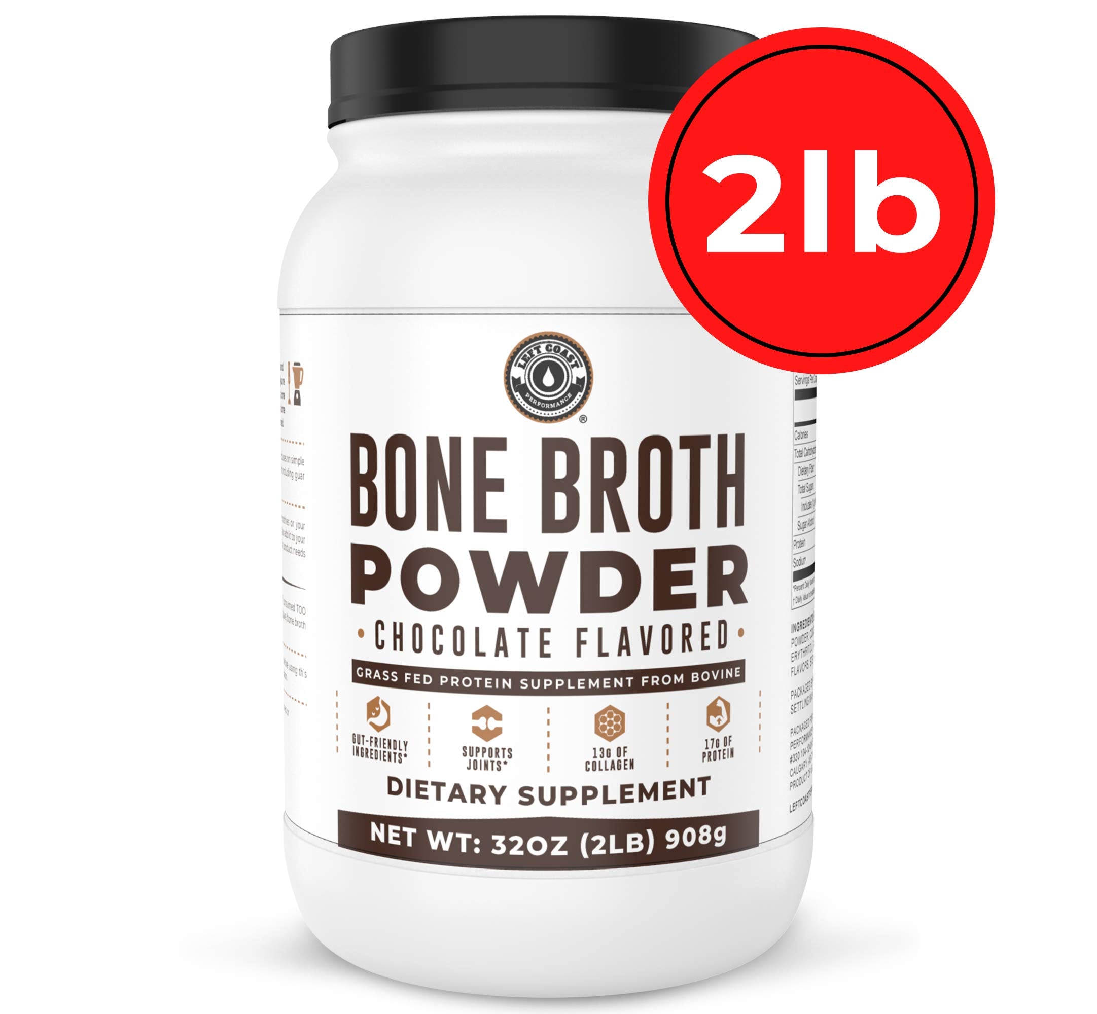 Left Coast Performance packaging shows 42 servings and low net carbs
